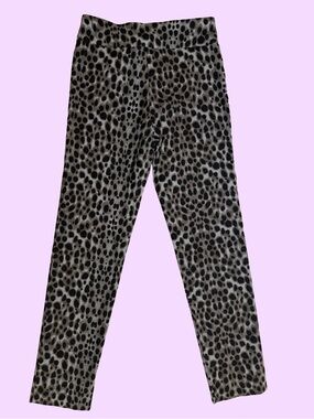 Krazy Larry Leopard Print Ankle Elastic Pants - Black & Gray